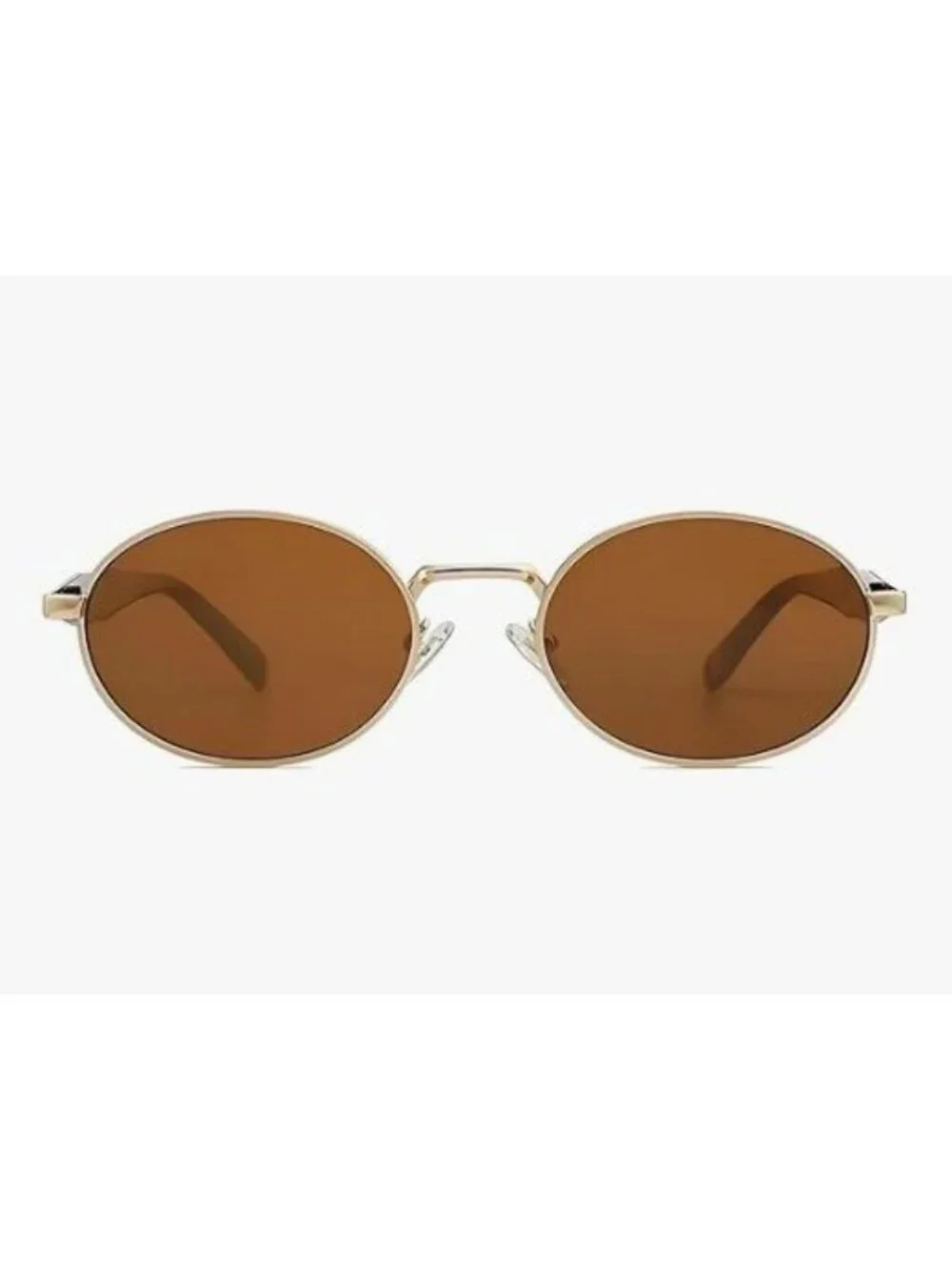 Oval Gold Metal Frame Sunglasses Brown Lenses Tortoiseshell Arms Retro Vintage